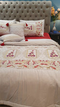 Load image into Gallery viewer, Silver & Maroon Embroidered Bridal Bedsheet set