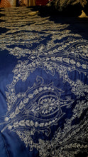 Load image into Gallery viewer, Navy Blue and Silver  Embroidered Bridal Bedsheet set