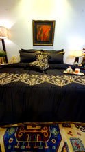 Load image into Gallery viewer, Black and Gold  Embroidered Bridal Bedsheet set