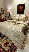 Load image into Gallery viewer, Light Beige Floral Embroidered Bridal Bedsheet set