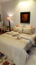 Load image into Gallery viewer, Light Beige Floral Embroidered Bridal Bedsheet set