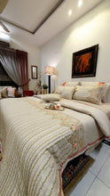 Load image into Gallery viewer, Light Beige Floral Embroidered Bridal Bedsheet set
