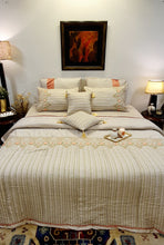 Load image into Gallery viewer, Light Beige Floral Embroidered Bridal Bedsheet set