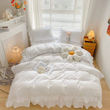Load image into Gallery viewer, White Ruffle Lace Duvet Cover