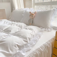 Load image into Gallery viewer, White Ruffle Lace Duvet Cover