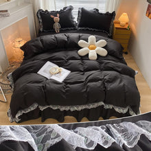 Load image into Gallery viewer, Black Ruffle Lace Duvet Cover