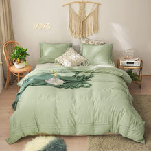 Load image into Gallery viewer, Light Green Ruched Duvet Cover