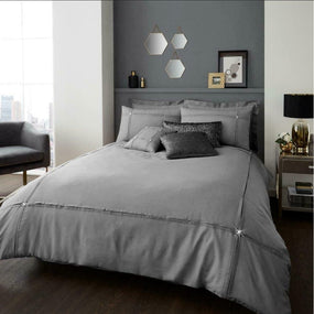 Grey Pleated Duvet Cover