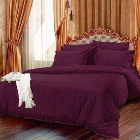 Purple Satin Stripe Duvet Cover