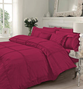 Deep Pink Box Pleated Duvet Cover