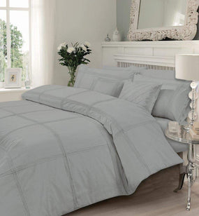 Light Grey Box Pleated Duvet Cover