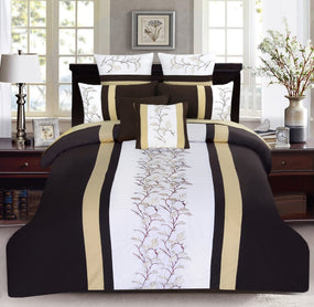Embroidered Brown Duvet Cover Set