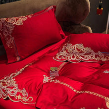 Load image into Gallery viewer, Elegant Embroidered Duvet Set-Red