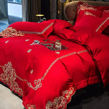 Load image into Gallery viewer, Elegant Embroidered Duvet Set-Red