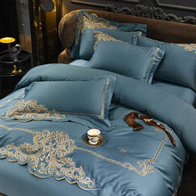 Load image into Gallery viewer, Elegant Embroidered Duvet Set-Greyish Blue