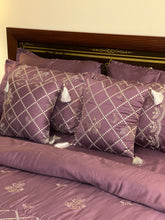 Load image into Gallery viewer, Shaam-e-Jamuni — Purple Chicken Kari Bridal Bedsheet Set (8-Piece)