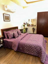 Load image into Gallery viewer, Shaam-e-Jamuni — Purple Chicken Kari Bridal Bedsheet Set (8-Piece)