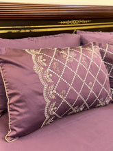 Load image into Gallery viewer, Shaam-e-Jamuni — Purple Chicken Kari Bridal Bedsheet Set (8-Piece)