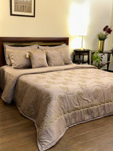 Load image into Gallery viewer, Mahal e-Reet — Dark Beige Chicken Kari Bridal Bedsheet Set (8-Piece)