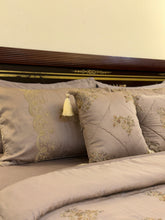 Load image into Gallery viewer, Mahal e-Reet — Dark Beige Chicken Kari Bridal Bedsheet Set (8-Piece)