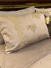 Load image into Gallery viewer, Mahal e-Reet — Dark Beige Chicken Kari Bridal Bedsheet Set (8-Piece)