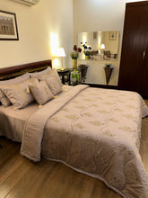 Load image into Gallery viewer, Mahal e-Reet — Dark Beige Chicken Kari Bridal Bedsheet Set (8-Piece)