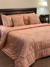 Load image into Gallery viewer, Gul-e-Bahaar — Peach Chicken Kari Bridal Bedsheet Set (8-Piece)