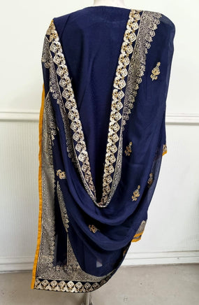 Blue Jacquard Classic Embroidered 3pc