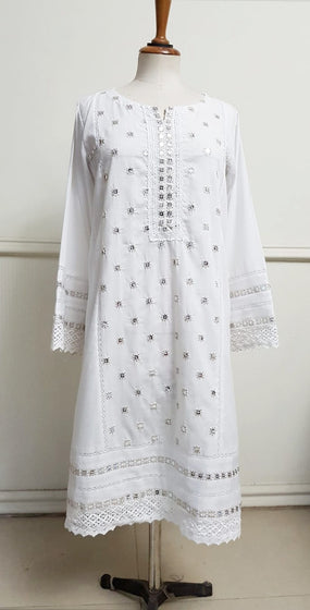 White Panel Sheesha Embroidered Shirt