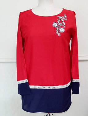 Segmented Motif Embroidered Top