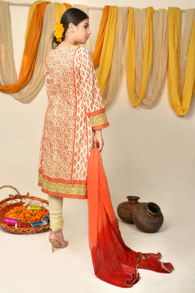 Ethnic Block Printed Panel Angrakha 3pc