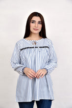 Load image into Gallery viewer, Black Striped Gather top
