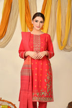 Load image into Gallery viewer, Red Floral Embroidered 3 pc