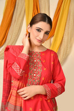 Load image into Gallery viewer, Red Floral Embroidered 3 pc