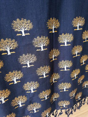 Blue Gold Tree Shawl