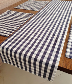 Blue checkered 6 places dining set