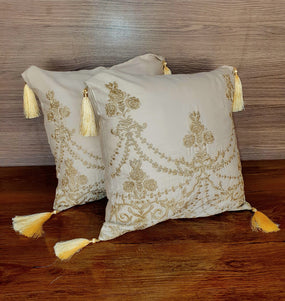 Beige and Gold Cushion Cover