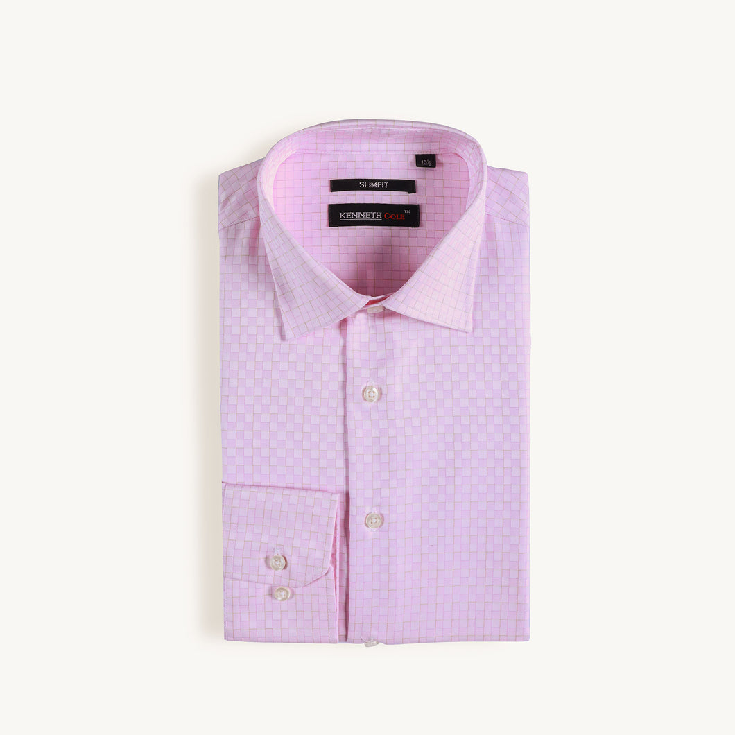 Pink Self Print Dress Shirt