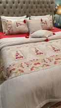 Load image into Gallery viewer, Silver &amp; Maroon Embroidered Bridal Bedsheet set
