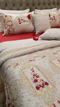 Load image into Gallery viewer, Silver &amp; Maroon Embroidered Bridal Bedsheet set
