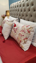 Load image into Gallery viewer, Silver &amp; Maroon Embroidered Bridal Bedsheet set
