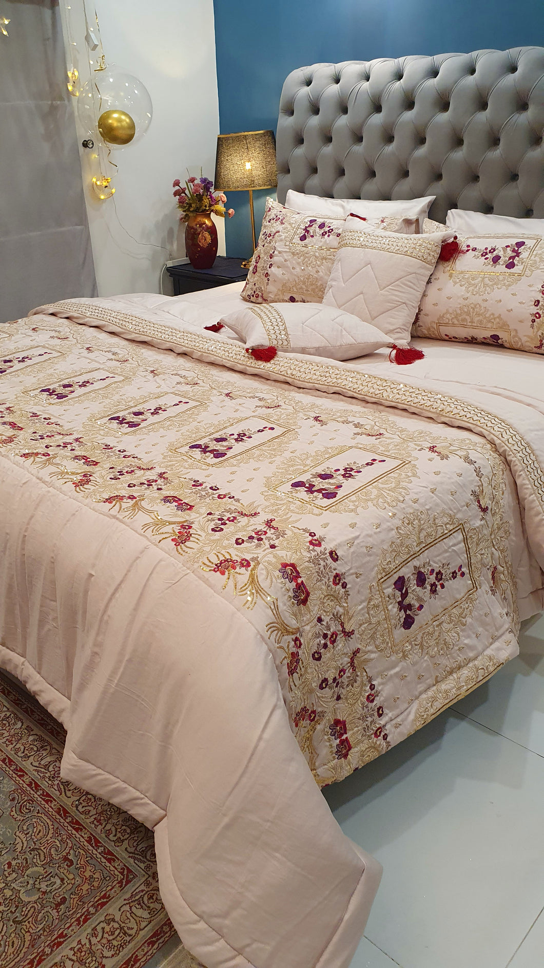 Ivory Embroidered Bridal Bedsheet set