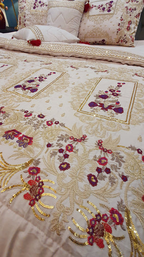 Ivory Embroidered Bridal Bedsheet set