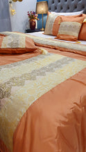 Load image into Gallery viewer, Dreamy Apricot Silk bridal Bedsheet set
