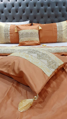 Dreamy Apricot Silk bridal Bedsheet set