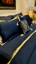 Load image into Gallery viewer, Navy Blue and Silver  Embroidered Bridal Bedsheet set
