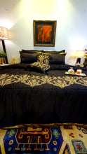 Load image into Gallery viewer, Black and Gold  Embroidered Bridal Bedsheet set
