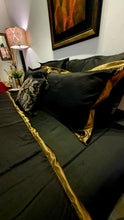 Load image into Gallery viewer, Black and Gold  Embroidered Bridal Bedsheet set
