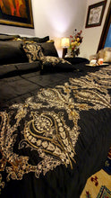 Load image into Gallery viewer, Black and Gold  Embroidered Bridal Bedsheet set
