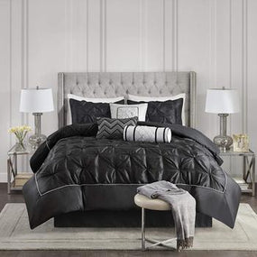 Black Pintuck Duvet Cover